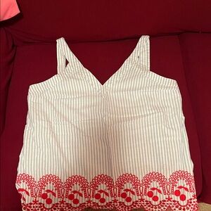 crown & ivy Blue, Red and white Embroidered top.